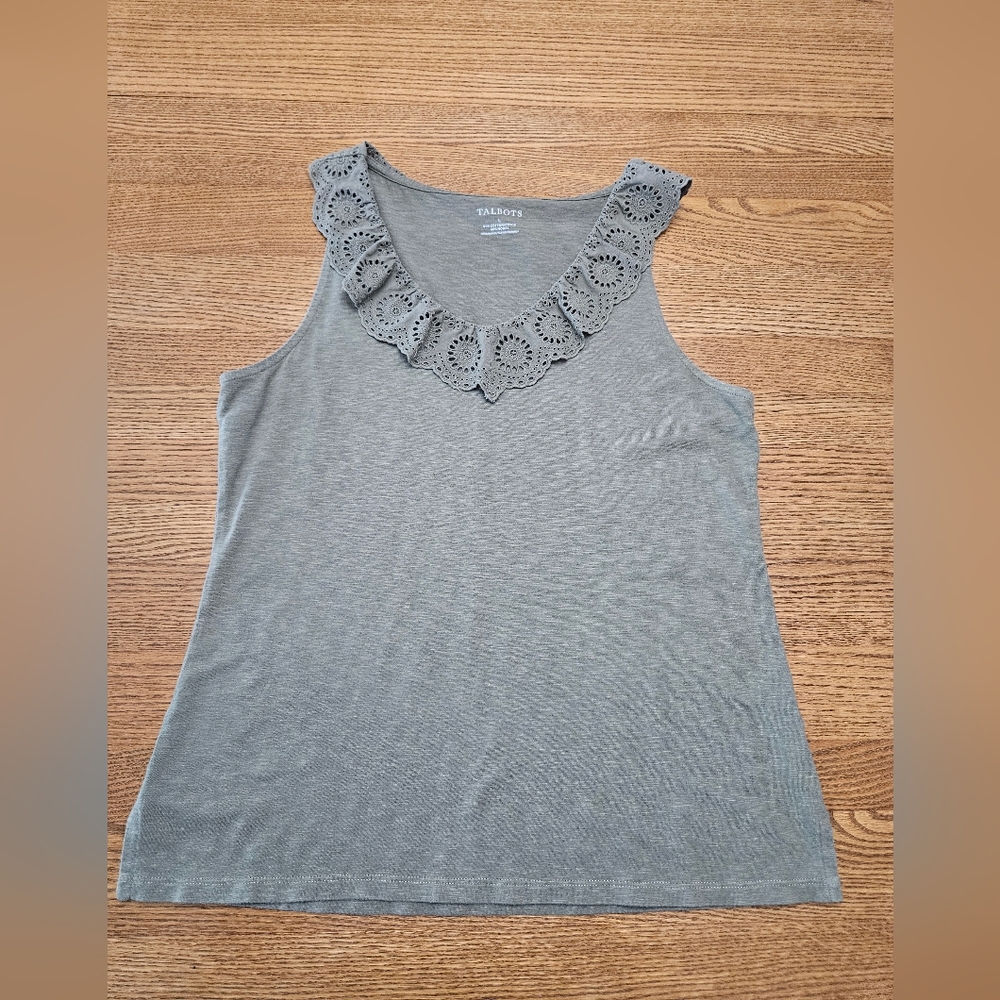 Talbots Sleeveless Tank, Olive Sz L, GUC